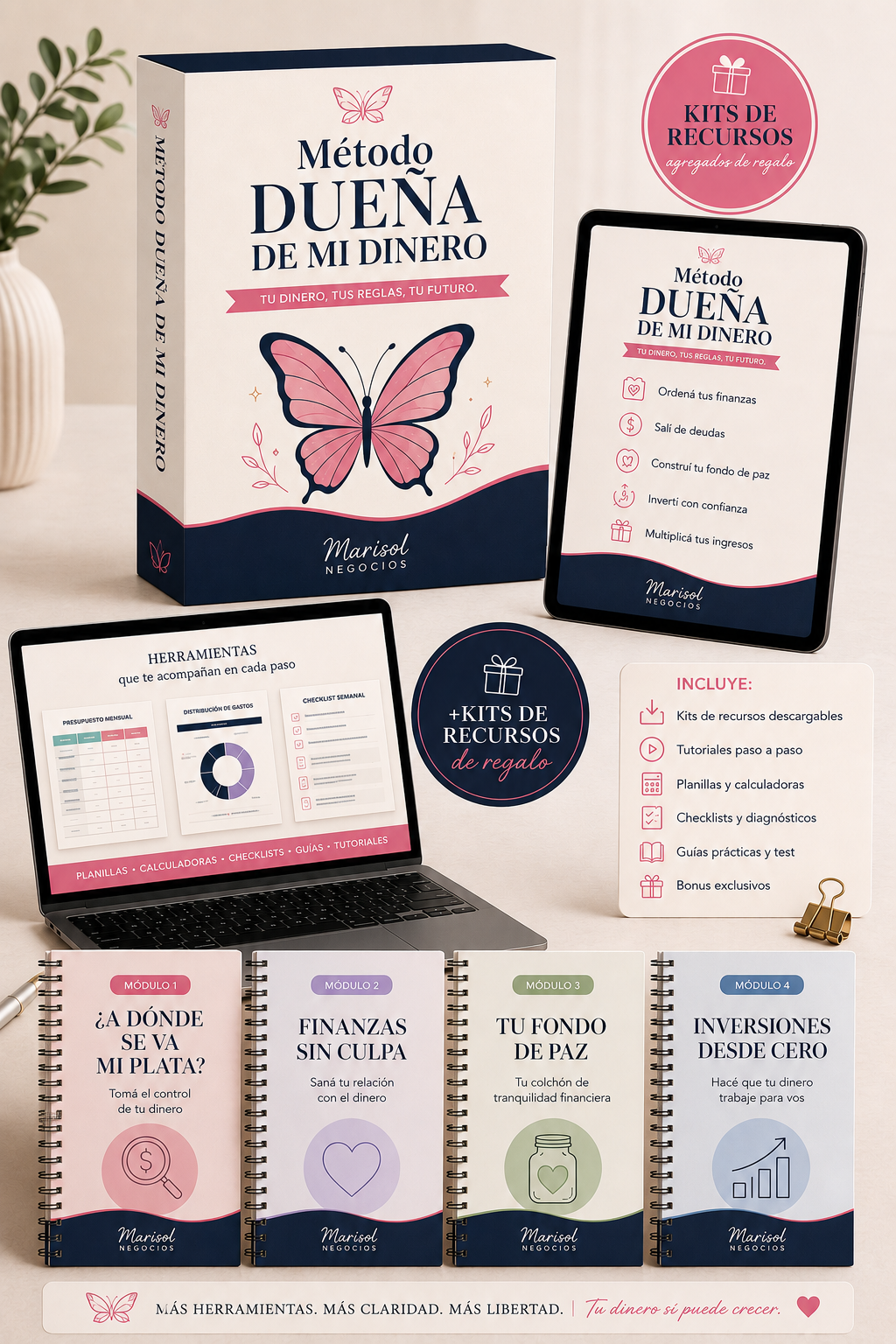 Método Dueña de mi Dinero — Mockup de contenidos y plantillas